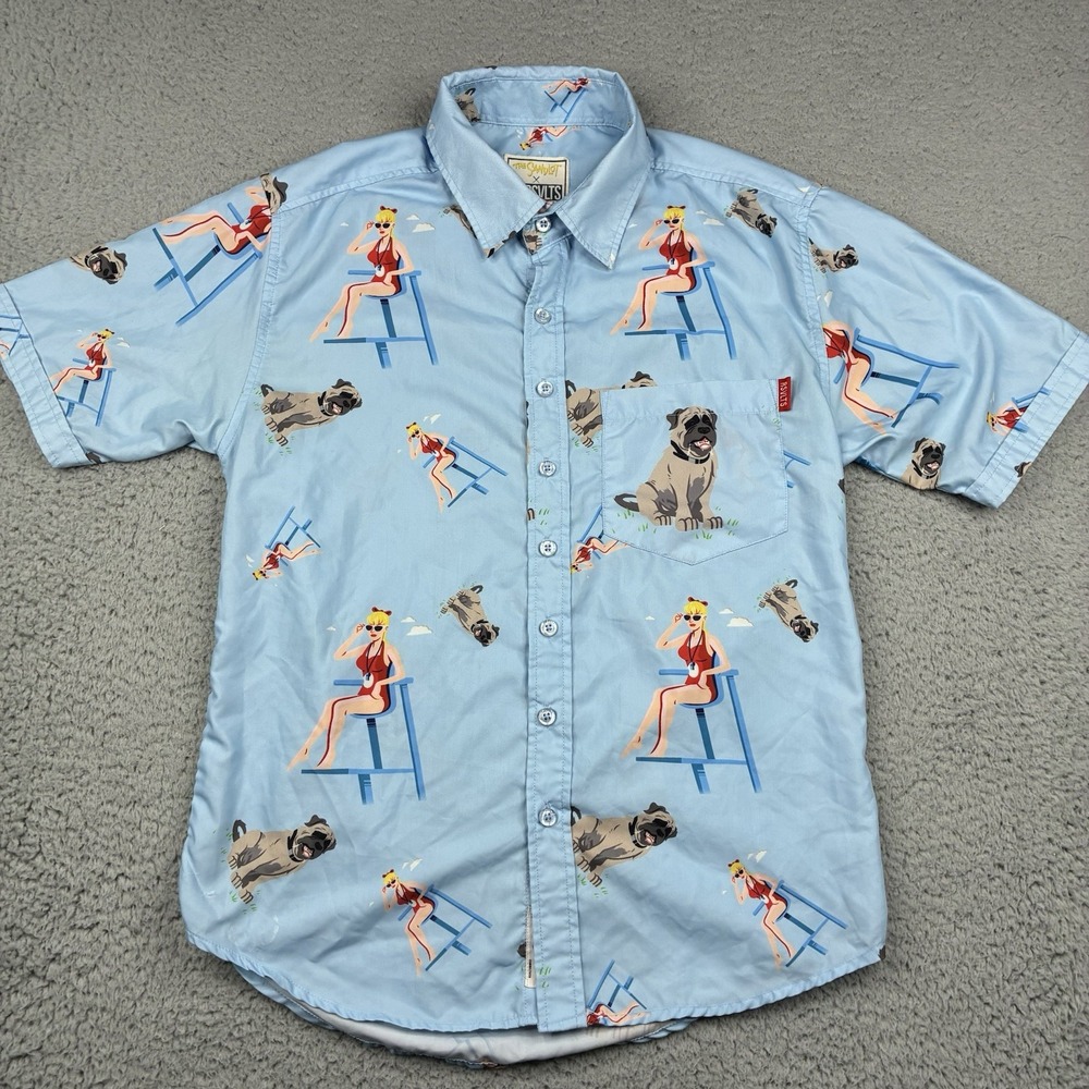 RSVLTS The Sandlot Wendy Peffercorn Beast Button Up Shirt Men's XS Blue